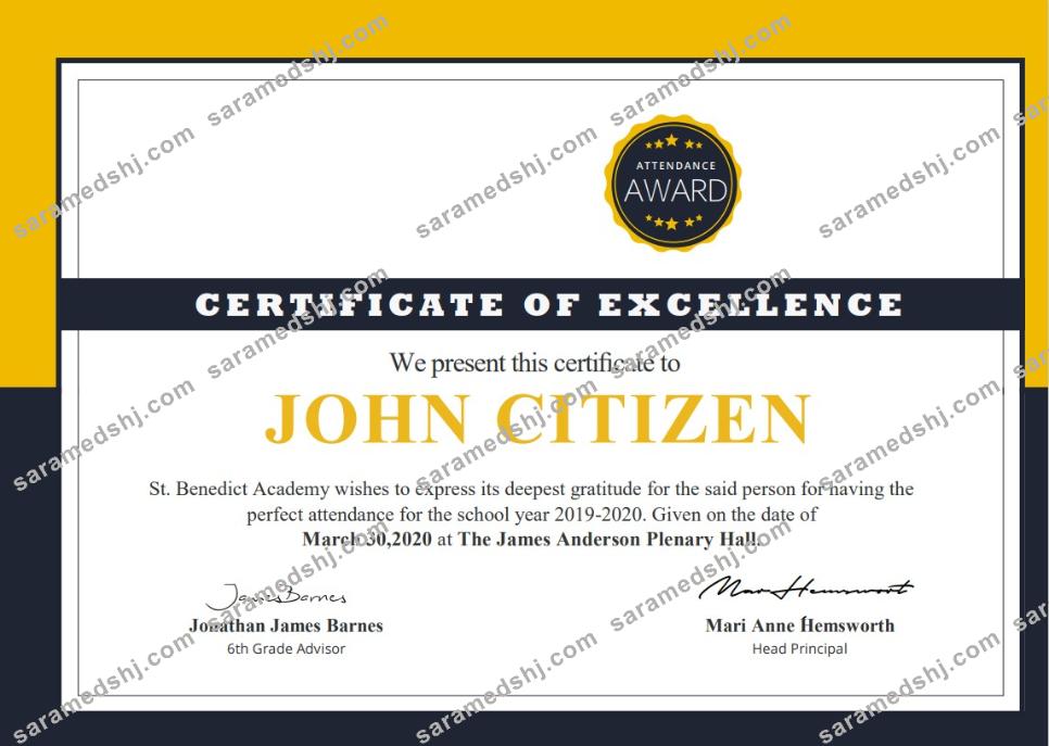 USA School Attendance cert